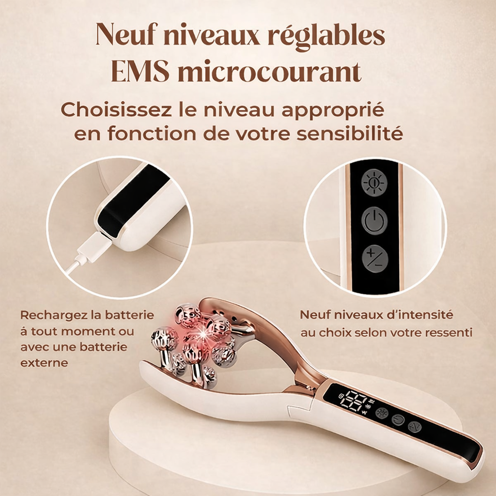 Rouleau de Massage Visage V-Roller "EMS & LED"