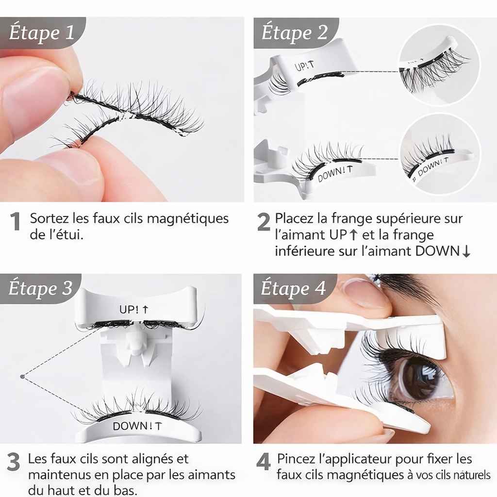 Faux Cils Magnétiques CapelliWoman™ + Applicateur, Pose Facile & Naturel